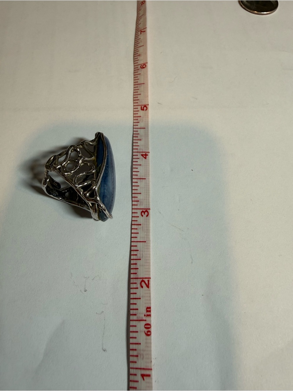 Handmade Large Blue Stone Statement Ring - Picture 3 of 4